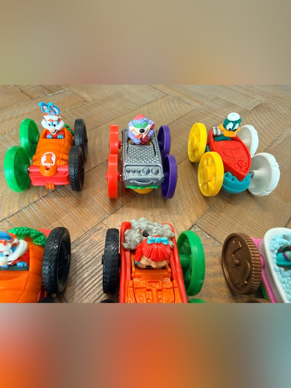 Vintage Cartoon Character Toy Cars - Multi Color (10 total)